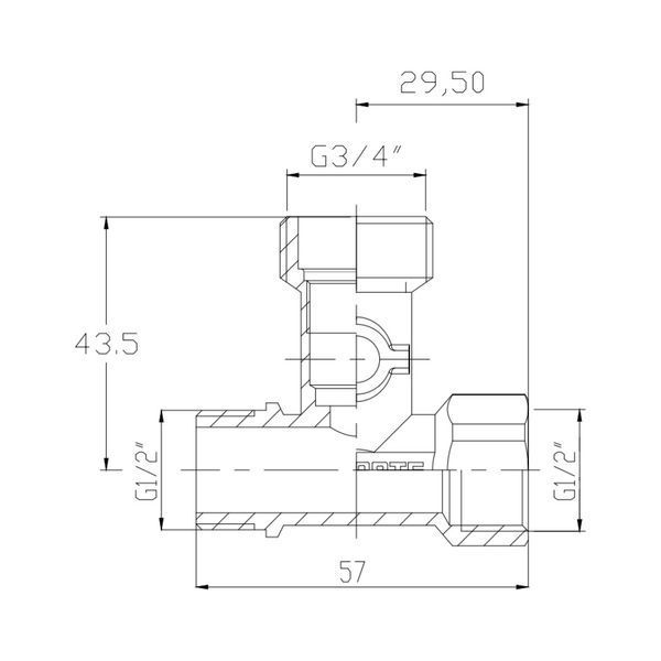 Кран приладовий кульовий Thermo Alliance Forte 1/2"х3/4"х1/2" SF186W152015 SD00009371 фото