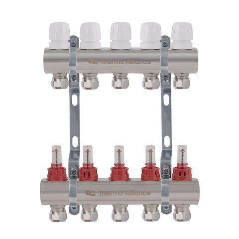 Колектор латунний з витратомірами та євроконусами Thermo Alliance Standart 1" на 5 виходів TAS235W5E SD00055266 фото